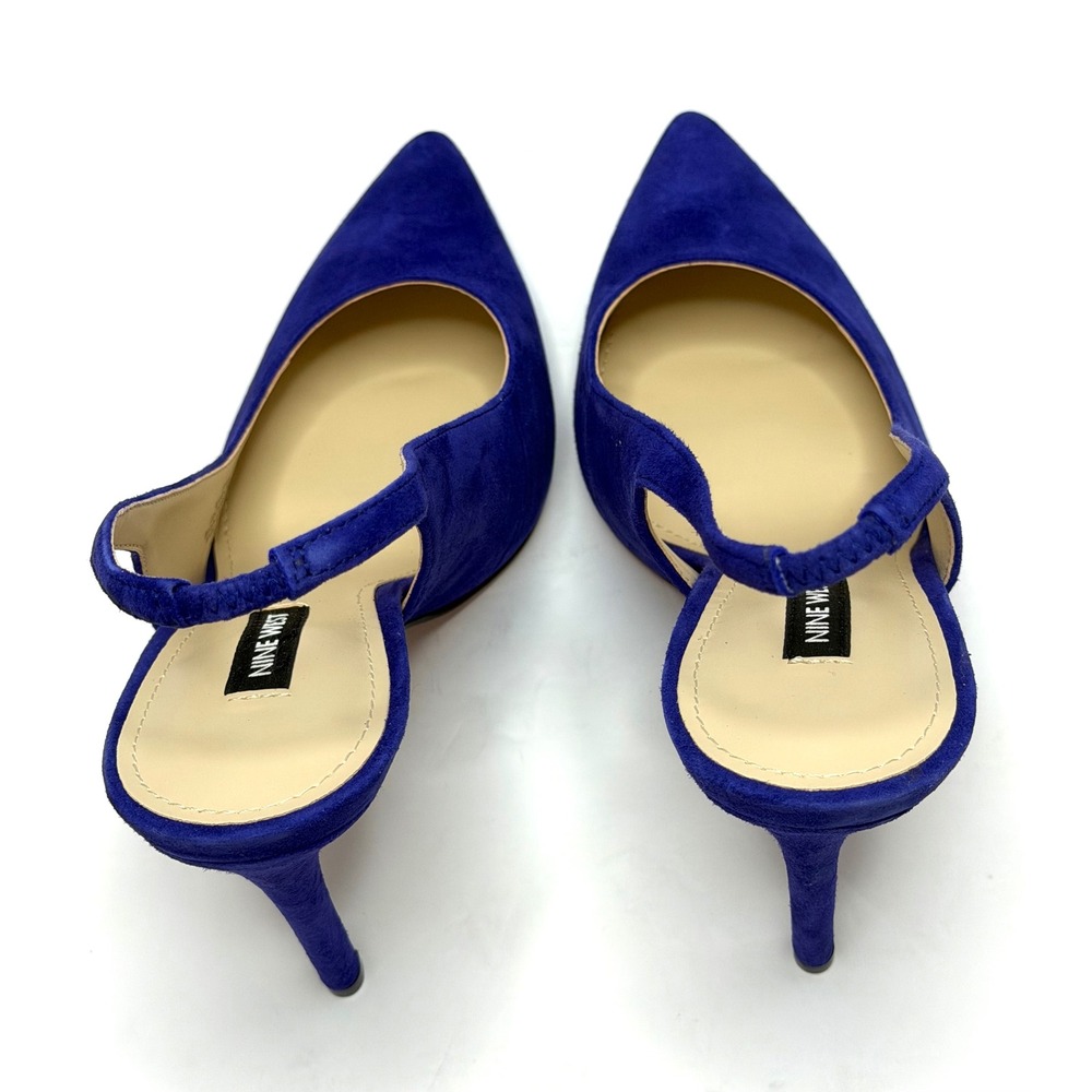 Nine West Women's Feather Slingback Stiletto Pumps Dark Blue 8.5M NWT and BOX - Picture 8 of 11